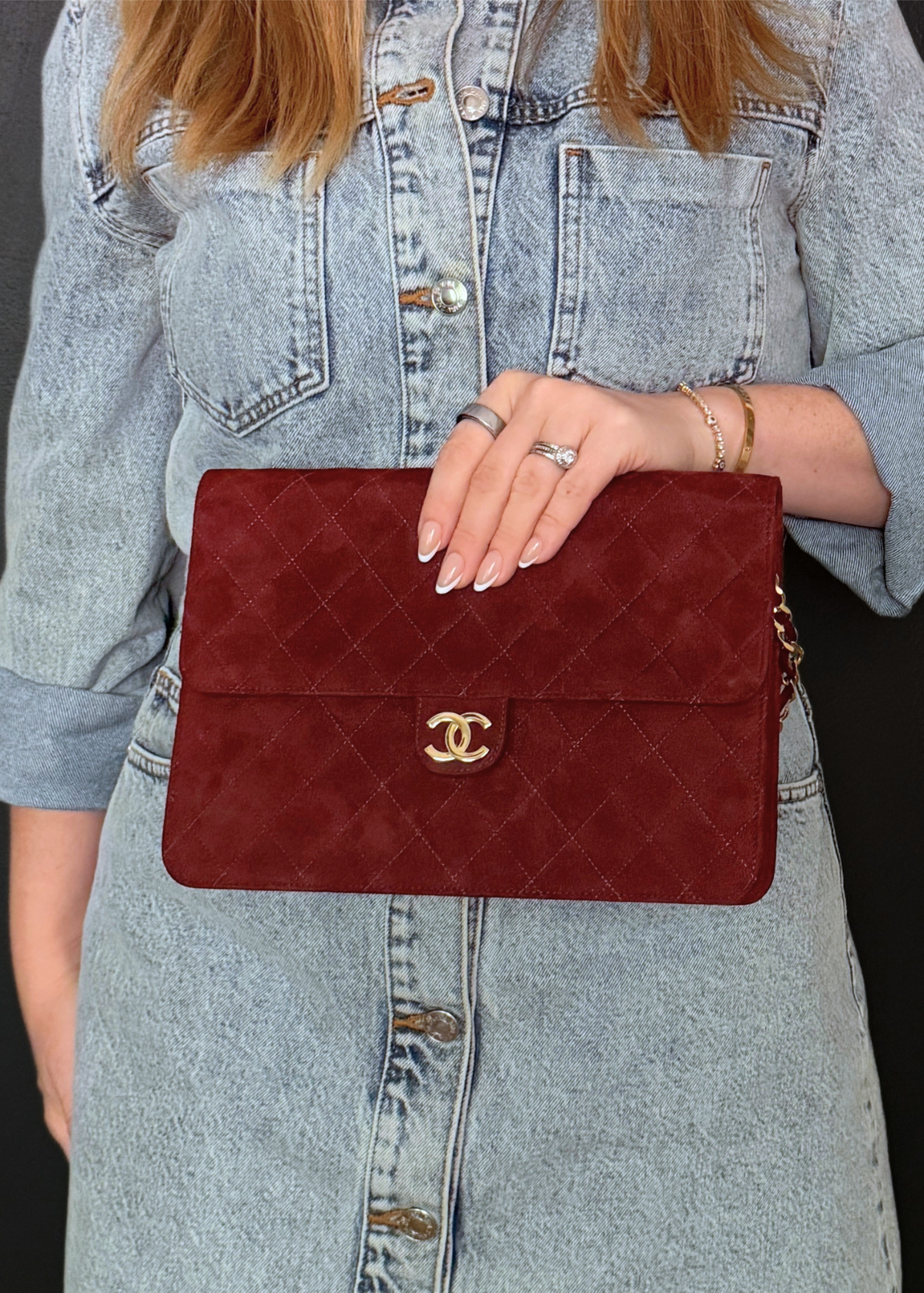 CHANEL SUEDE MATLASSÉ SINGLE FLAP BAG