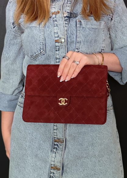 CHANEL SUEDE MATLASSÉ SINGLE FLAP BAG