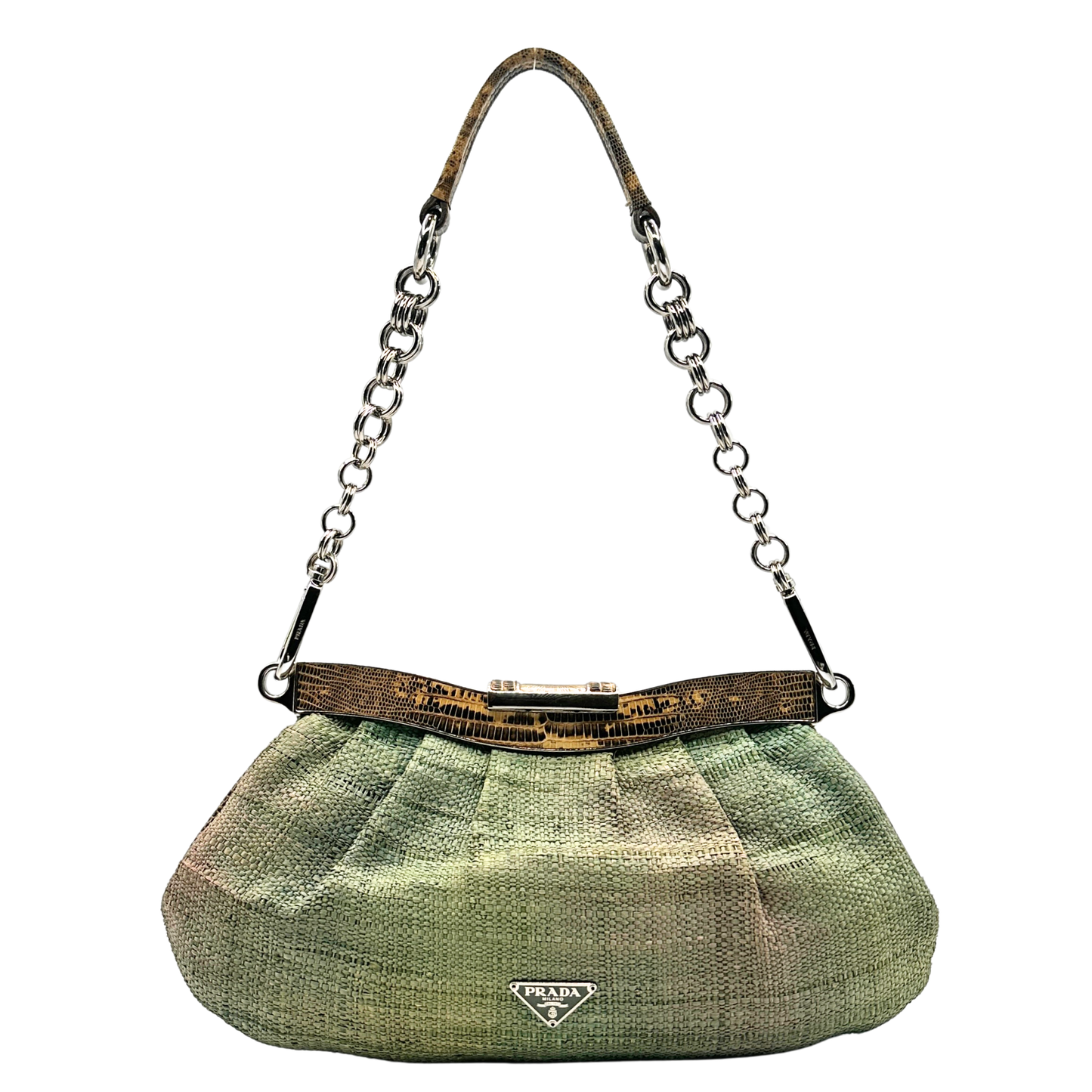 PRADA RAFFIA & LIZARD BAG