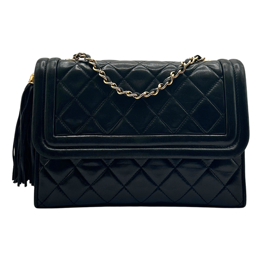 CHANEL LAMBSKIN TASSEL FLAP BAG