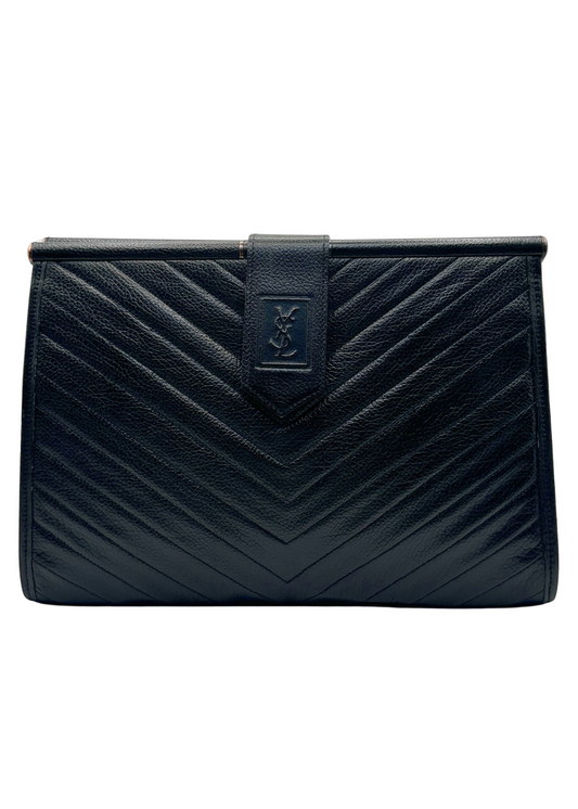 YvesSaintLaurentBlackLeatherClutchVintage