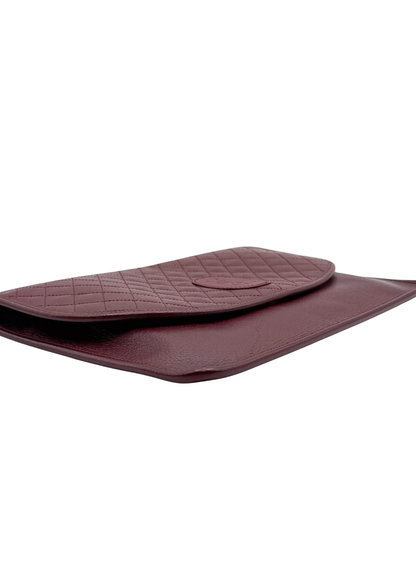 Vintage Yves Saint Laurent burgundy envelope clutch corner