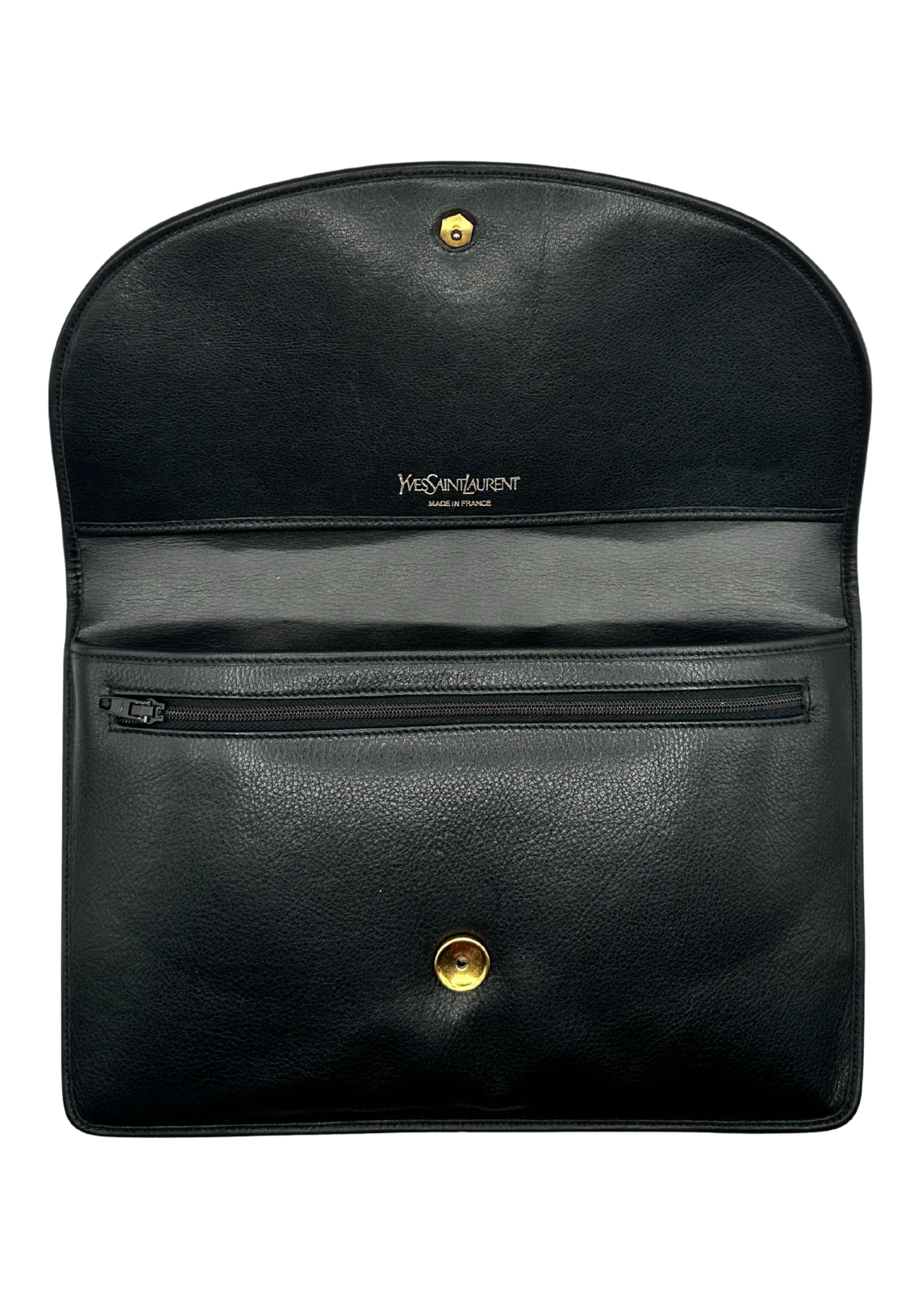 Black Leather YSL Clutch Interior