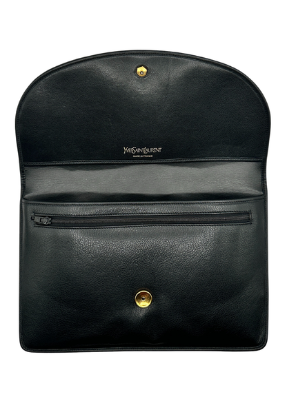 Black Leather YSL Clutch Interior