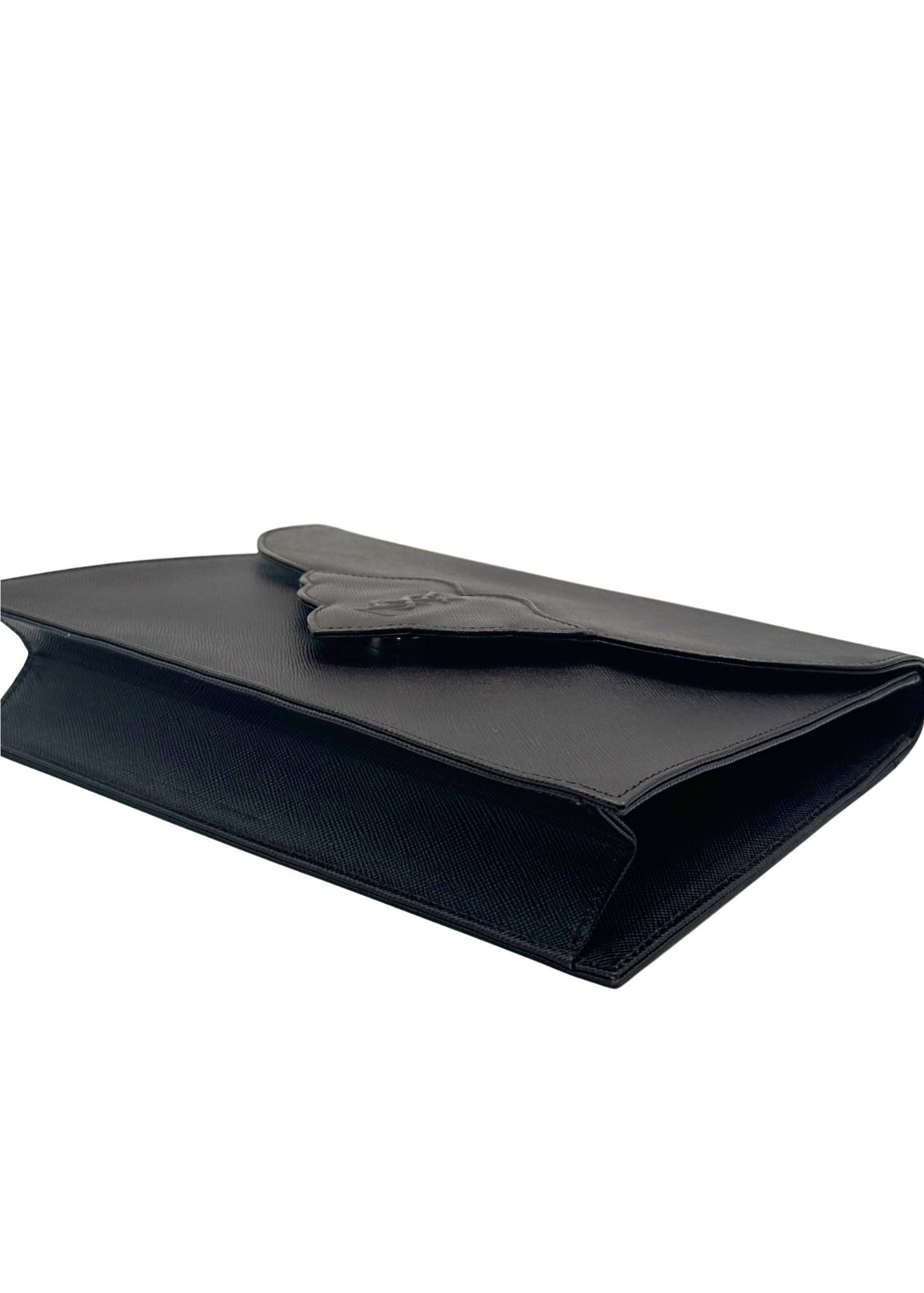 Brown YSL leather clutch corner 2
