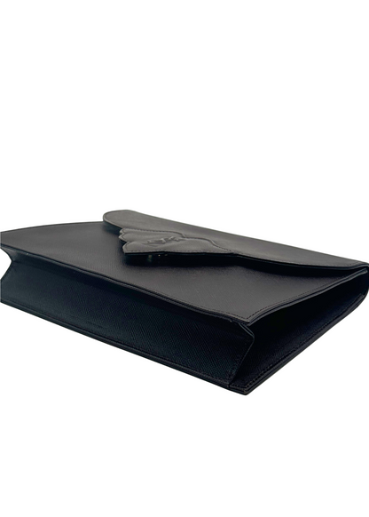 Brown YSL leather clutch corner 2