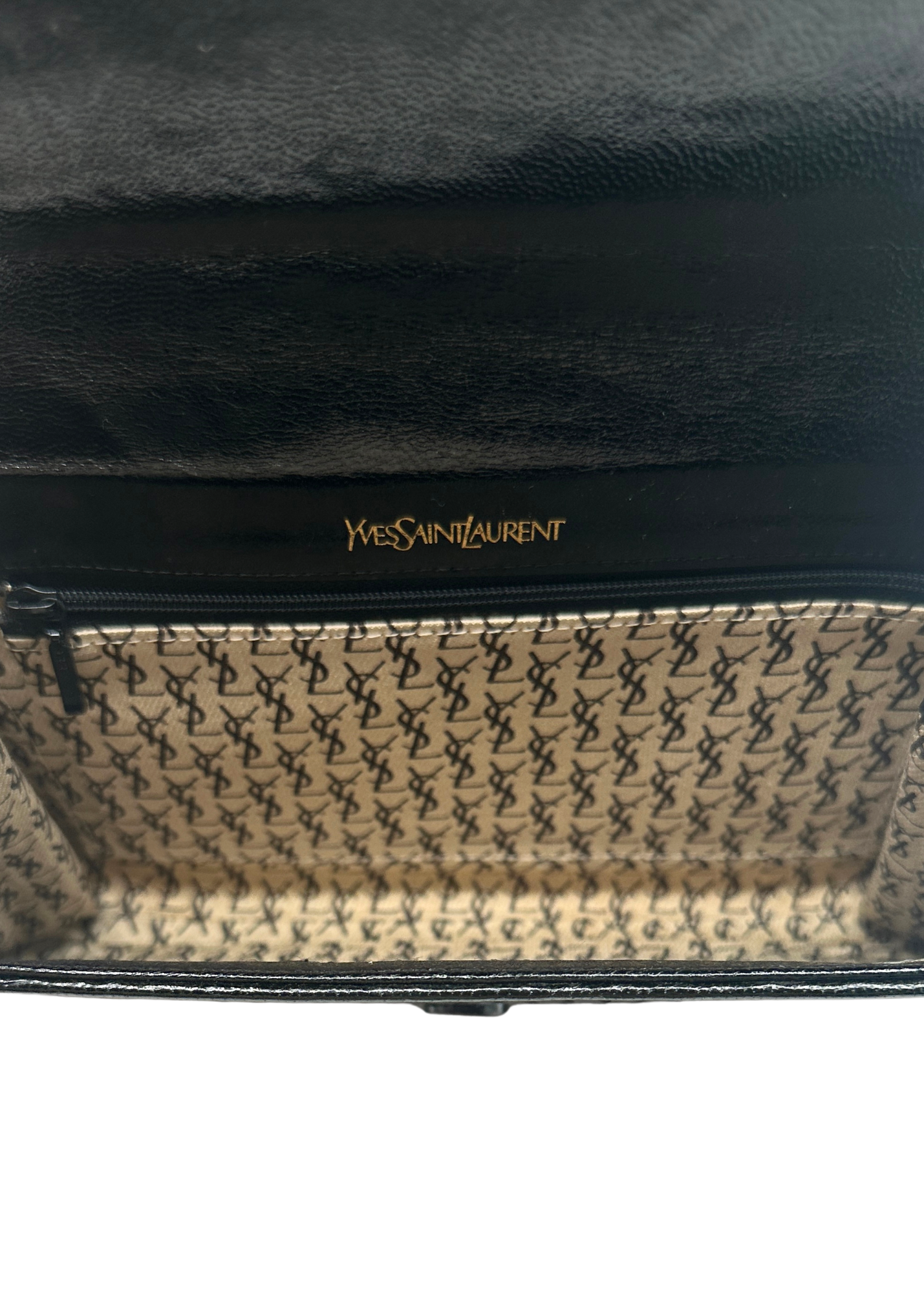 Yves Saint Laurent Patent Leather Woven Clutch Black